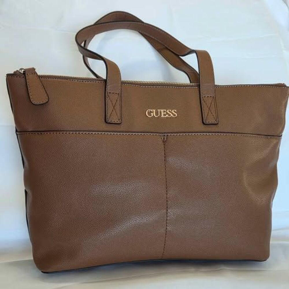 Guess Brown Faux Leather Tote Bag